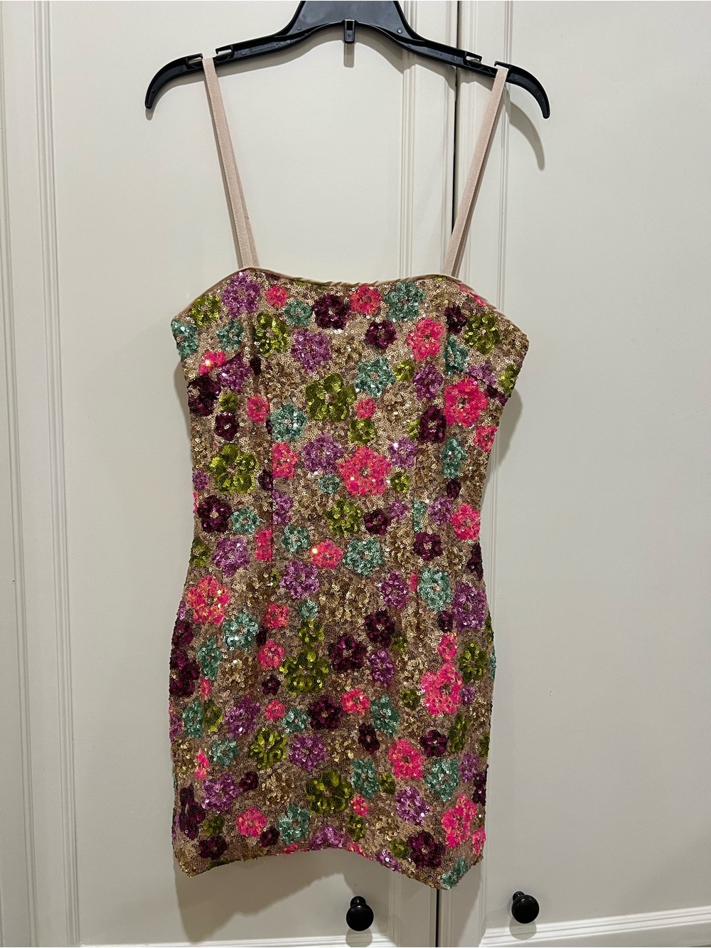 NWT!! Nasty Gal Multicolor Sequin Floral Mini Dress - Picture 2 of 6